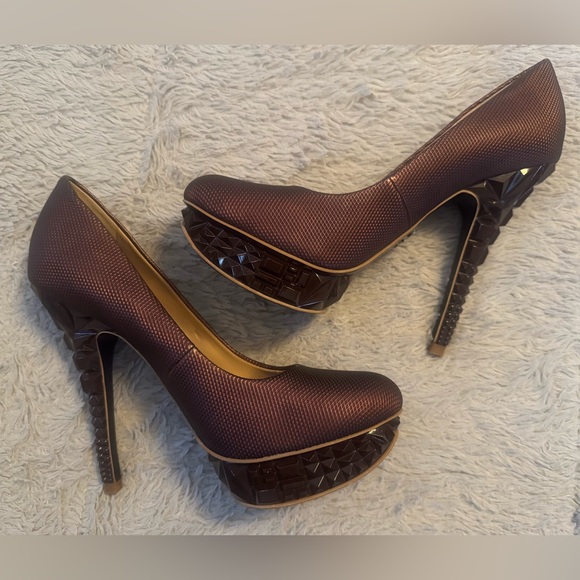 RACHEL Rachel Roy Burgundy Prism Design Platform Heels NWOT or BOX | Size: 7 - Picture 4 of 16
